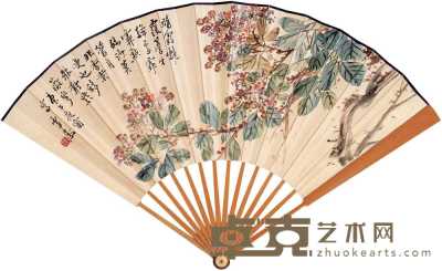 王雪涛 1930年作 花卉 成扇 19.5×53.5cm